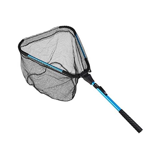 D-GROEE Folding Fishing Net Foldable Fishing Net Triangle Foldable Telescopic Rod Rubber Coated for Salmon, Walleye, Catfish, Bass, Trout for Easy Catch & Release for Easy Transportation & Storage