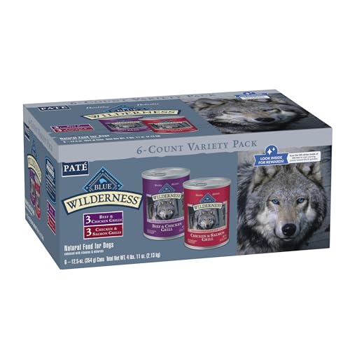 Blue-Buffalo-Wilderness-High-Protein-Beef-and-Chicken-Salmon-and-Chicken-Wet-Dog-Food-Variety-Pack-for-Adult-Dogs-Grain-Free-125-oz-Cans-6-Pack