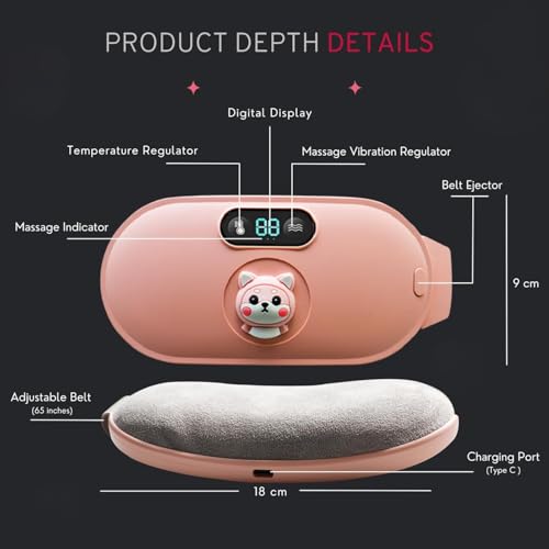 Image of KOT Heating Pads for Cramps, Period Cramp Massager Portable Cordless Heating Pad with 6 Heat Levels and 6 Massage Modes, Heating Pad for Back Pain Relief Menstrual Heating Pads, Pink (PINK-DOLL)