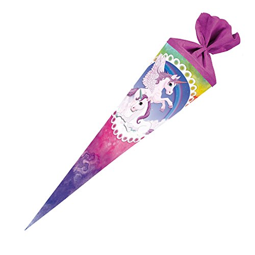 Preisvergleich Produktbild Nestler 5709602 Schultüte Pegasus Regenbogenbunt, 70 cm, rund