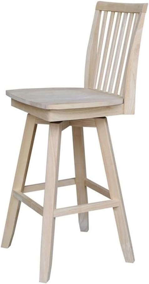 IC INTERNATIONAL CONCEPTS Mission Natural Wood Bar Height Stool - with Swivel Seat - 30" Seat Height