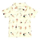 Babysoy Baby & Toddler Boy Short Sleeve Polo Shirt - Organic Cotton Unisex Soft Tee (18-24 Months, Ice Cream)