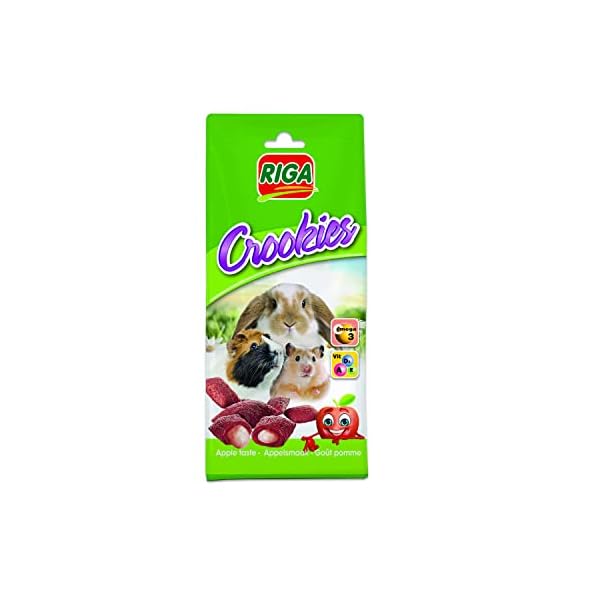 Riga - Crookies mit Apfel - Knusprige Kekse für Zwergkaninchen, Meerschweinchen und Kleinnager - Reich an Vitaminen und Omega 3 - 50 g