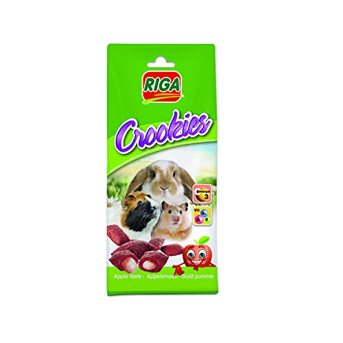 Riga - Crookies de Manzana - Galletas Crujientes para Conejos Enanos, Cobayas y Pequeños Roedores - Ricas en Vitaminas y Omega 3-50 g