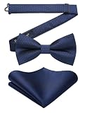 Enlision Pajarita Azul Marino Hombre Pajaritas de Boda Elegante Formal Conjunto de Pajarita y Pañuelo de Bolsillo Preatada Ajustable Corbatín