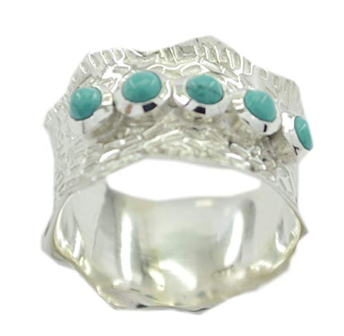 Bague multi-anneau argent 925 véritable et véritable turquoise naturelle fine