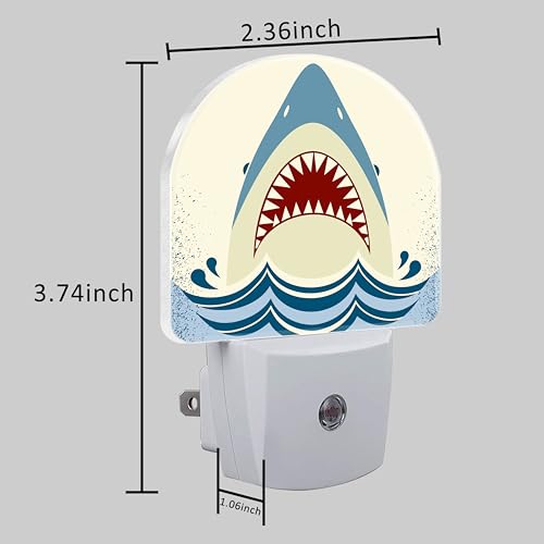 Image of Cartoon Shark Teeth Night Light for Kids, LED Night Light Plug into Wall with Dusk to Dawn Sensor for Girls Boys Women Men Room Decor, Hallway, Kitchen, Bathroom, Nursery, Stairs