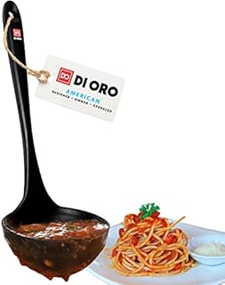 DI ORO® Silicone Kitchen Soup Ladle  315°C Heat-Resistant Serving and Rubber Cooking Spoon  Maximum Bowl Capacity  Dishwasher Safe with a Heavy-Duty Stainless-Steel Core (Black)