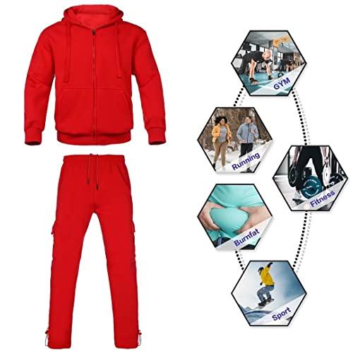 Bellnorth Men's Tracksuit Sets Outfit Activewear Fleece Hoodie Jacket & Cargo Sweatpant 2 Piece For Big Tall Outdoor Activewear Size Xxx(Red,3Xl) #TOP4