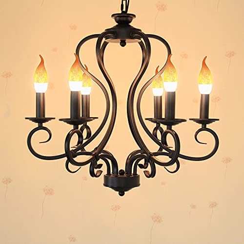 Lpraer 6 Pack E12 LED Flame Effect Light Bulbs 3 Modes Flickering Flame Tip Candelabra Light Bulbs Warm White Chandelier Bulbs for Holiday Party Decor