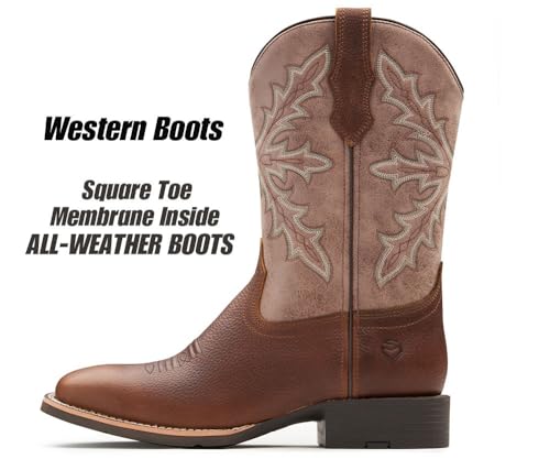 SUREWAY Cowboy Boots For Men - Mens Square Toe Western Boot,Oil/Slip Resistant,Durable Fashionable Classic Pull on 10 Inch Boots,Mid Calf Soft toe Wellington Boots2