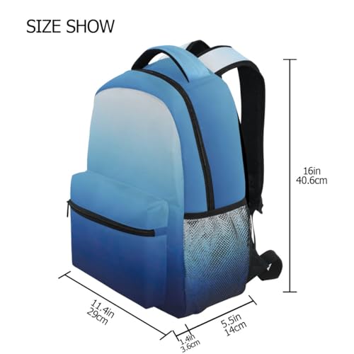 GAIGEO Ombre Blue Backpack School, Ergonomic Comfort Fit Teen Backpack, Name Tag, Stand Alone, M4