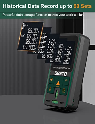 Foto von Laser Entfernungsmesser 50m, OGETO Laser Entfernungsmesser mit LCD Hintergrundbeleuchtung, 99 Datensätze, M/In/Ft, Elektronischer Winkel, Pythagoras/Abstand/Fläche/Volumen Messungen