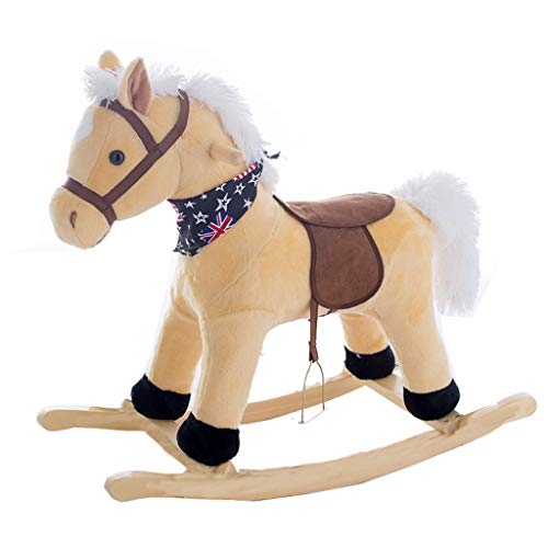 Schaukelpferd QIQIDEDIAN Hölzernes Pferdeschaukelpferd für Kinder Musik Festes Holz 2-7 Jahre alt Kindertag
