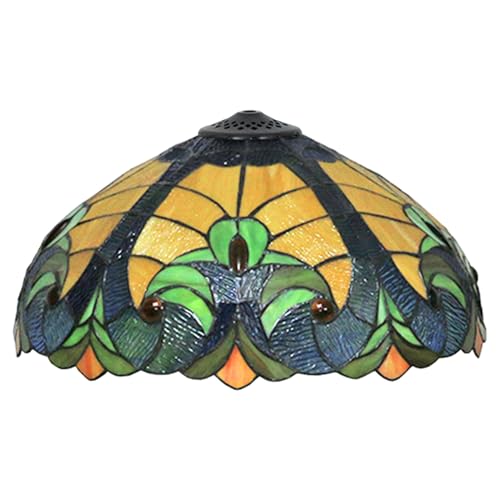 BOTOWI Tiffany Table Lamp Shade Replacement Only 20X9 Inch Stained Glass Dragonfly Baroque Rose Wisteria Mission Hat Lampshades Vintage Handmade Light Cover for Desk Light Floor Lamp,Baroque