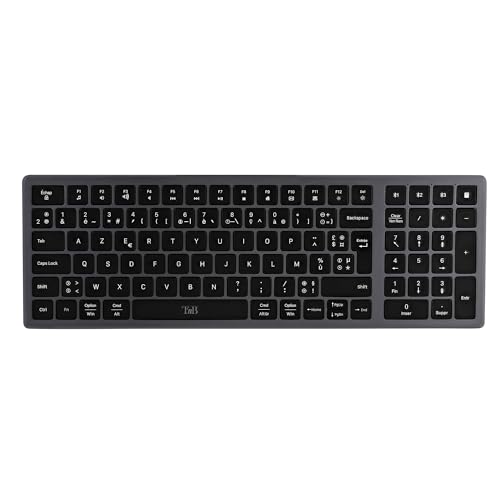 T'nB - Clavier sans Fil Français AZERTY, Connexion Bluetooth, Conception Ultra Fine, Batterie Rechargeable, Contrôle Multimédia intuitif, Compatible Windows et MacOs – Gris
