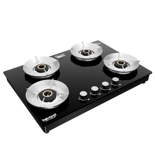Image of Beyond Appliances Quantum 4 Burner | Gas Saver Stove| 10 Year Warranty I Auto Ignition | 77% Energy Efficient| Full Brass burners | Toughened Glass | LPG & PNG CompatibleI ISI Certified