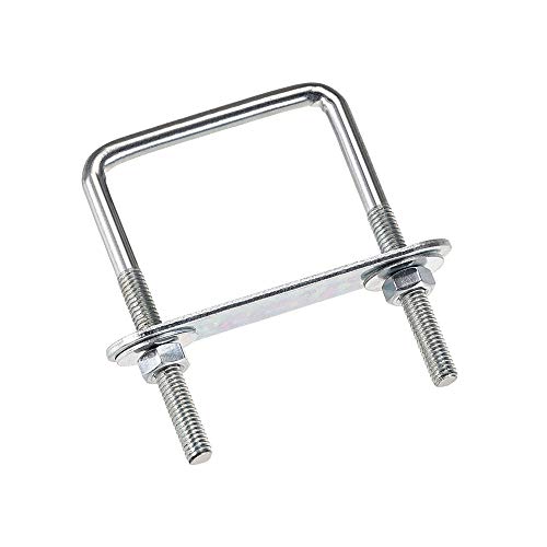 uxcell Square U-Bolts 2 (50mm) Inner Width Carbon Steel M6 with Nuts, Frame Plate, Round Washers 2 Set