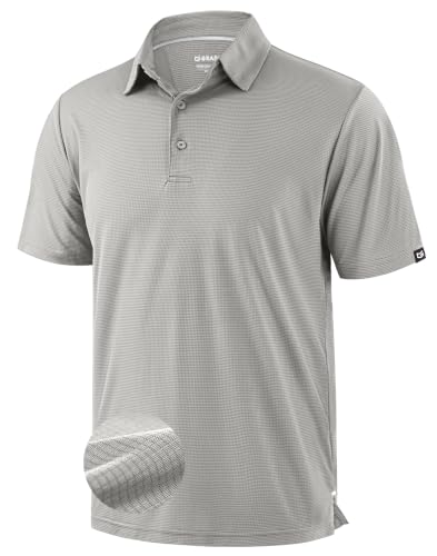 G Gradual Mens Golf Shirt Short Sleeve Moisture Wicking Quick Dry Lightweight Performance Athletic Tennis Grid Collared Polo Shirts for Men(Warm Gray,Small)