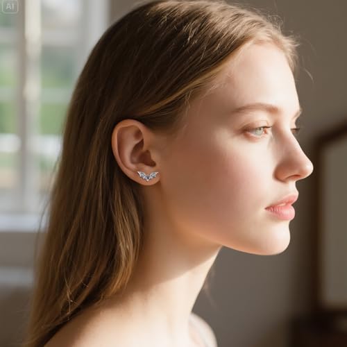 URONE Bat Earrings 925 Sterling Silver Gothic Bat Stud Earrings Halloween Jewelry Gifts for Women2