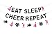 Sursurprise Eat Sleep Cheer Repeat Glitter Banner Set, Cheerleading Party Decorations, Hot Pink and Black Cheer Party Decor for Cheerleader Birthday, Gym, Team Night, Practice
