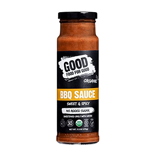 Good Food For Good Organic Sweet & Spicy BBQ Sauce, No Added Sugar, Whole30 Approved, 9.5 Oz