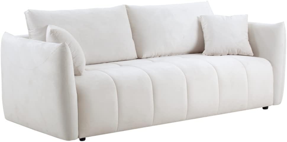 85" Fabric Sectional Couch Sofa 3 Seater with Pillows for Living Room, Bedroom, Livingroom Beige