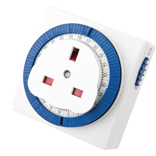 Image of Status: Timer Switch Square | 24 Hour Segment Timer Light Switch | White UK Plug | S24HRSQT4 | Mechanical Option A