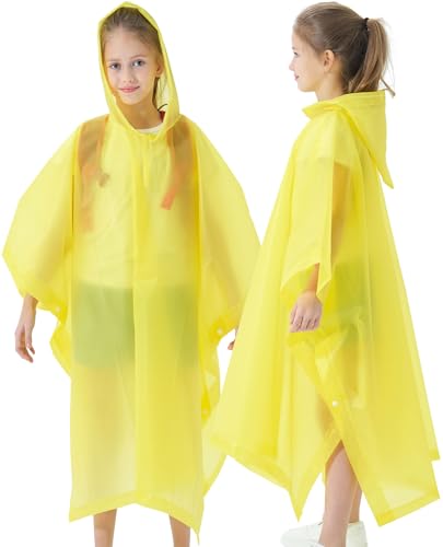 Image of Rain Poncho for Kids(2 Pack) Waterproof Reusable EVA Raincoat One Size Rain Jackets for Children,Boys and Girls