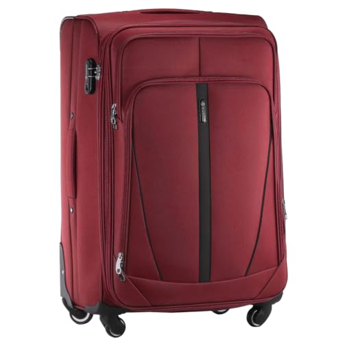 DIAMOND Großer Weichschalenkoffer XL 28 Dunkelrot Codura 1200D 360 Rollen Zahlenschloss Erweiterbar 88108 L Leicht & Robust