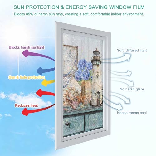 Película decorativa para ventana 19.6"x39.3" efecto vitral miniatura 4