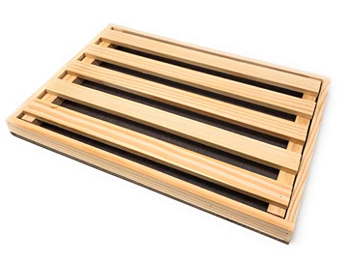Space Home - Planche à Découper le Pain en Bois avec Grille Amovible et Compartiment Ramasse-Miettes - Planche à Pain Cuisine et Boulangerie Maison - 32 x 22 x 2,5 cm