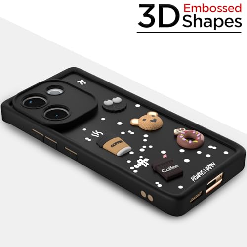 Image of Pikkme Bumper Case for Vivo T3 Pro 5G / iQOO Z9s Pro 5G | Cute Fun Cartoon 3D Bear Silicone Full Body Protection Back Cover (Black)