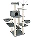 TecTake 800657 Arbre à Chat Griffoir Grattoir | Hauteur 165cm | avec Hamac | 4 Balles de Jeu - Diverses Couleurs - (Gris Foncé | no. 403216)