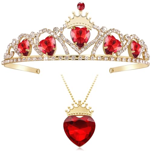 Descendant 4 Rise of Red Crown Queen of Hearts Crown Red Crown with Black Hearts Descendant 4 Tiara Jewelry Set Halloween Costume