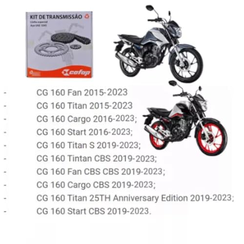 Combo Relação Transmissão Tração Cg Titan Fan 160 2015 a 2024 Original Cofap e Graxa