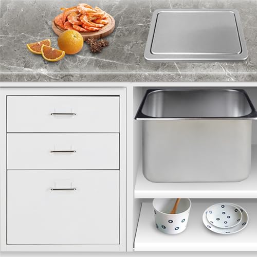 Poubelle encastrée de cuisine anti odeur en acier inox avec couvercle intégré