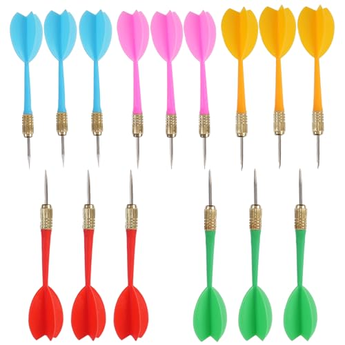 CX L SUM Steel Tip Dart Colorful Dart 15pcs 6g Assorted Color. (Colorful 15pcs, Medium)