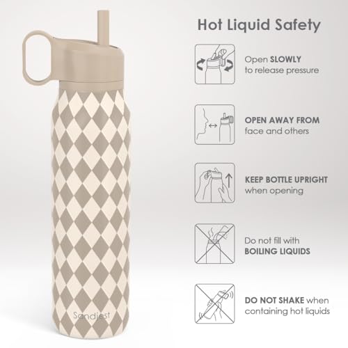 Image of Argyle Design Stainless Steel Water Bottle with Twist Lid 20oz, Travel Insulated Water Bottles for Sports & Gym, Gift for Women Girls Friends Birthday Christmas