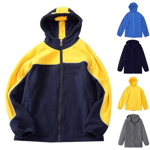 Teen Boys Girls Jacket 𝐖aterproof Spring Fall Outdoor Lightweight Hooded Fleece Raincoat Windproof Casual Clothes