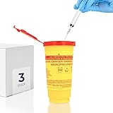 HaseMed Kanülenabwurfbehälter - 3 Stück, Biohazard Entsorgungsbox für Nadeln, Spritzen und scharfe Gegenstände, sicher, hygienisch, mit rotem Deckel, für Kliniken und Pflegeeinrichtungen (500 ml)