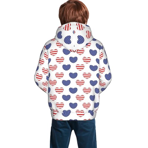 Heart Shaped American Flag Kid Hoodies Boys Sweatshirts Girls Pullover with Pocket4
