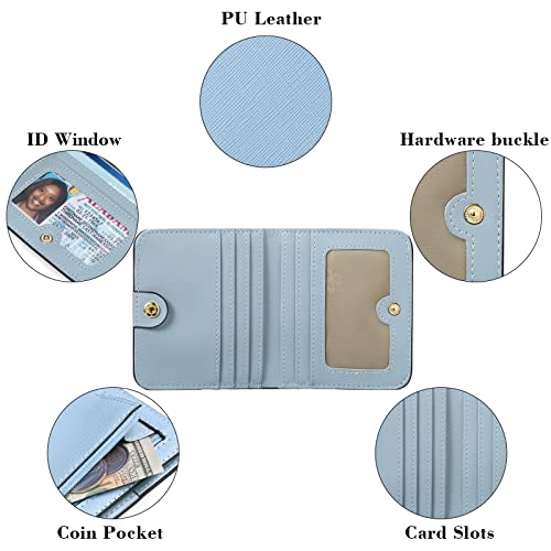 Women's Slim Foldable Wallet - Ultra Thin Minimalist Card Holder with RFID Protection (Blue)4