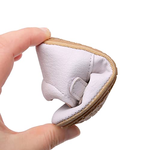 Baby Girls Mary Jane Flats Shoes with Non-Slip Soft Sole Toddler First Walkers Princess Dress Shoes White 13CM by AKINGIO - Image 2