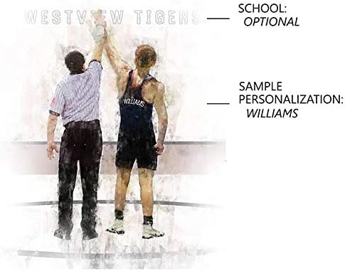 Personalized Men or Boys Wrestling Sports Action Print - Gift for The Male Wrestler (14x17, Framed w/Glass)