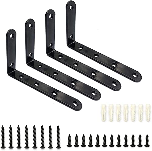 4 metal angle code noir supports de fixation equerre angle droit pour cadre et meuble - 2