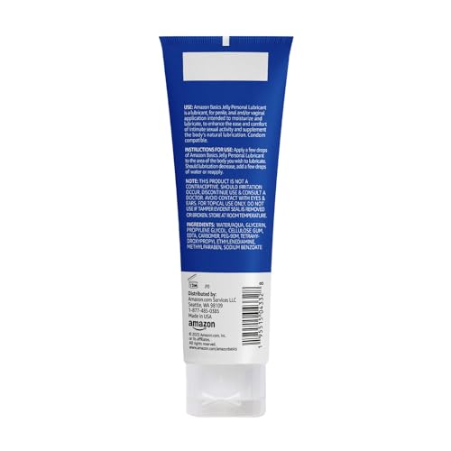 Amazon Basics Jelly Water Based Personal Lubricant, Extra Thick Gel, Fragrance-Free, Easy to Clean, Toy Friendly, Condom Compatible, 4 fl oz, 1-Pack