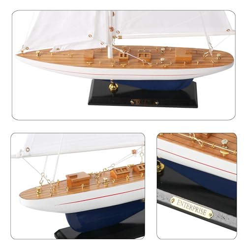 NAUTIMALL Wooden Sailing Boat Sailboat Yacht Model 28" Endeavour Enterprise Scale Replica Nautical Decor Corporate Personalized Gift (ENT33-Color-box) - Thumbnail 4