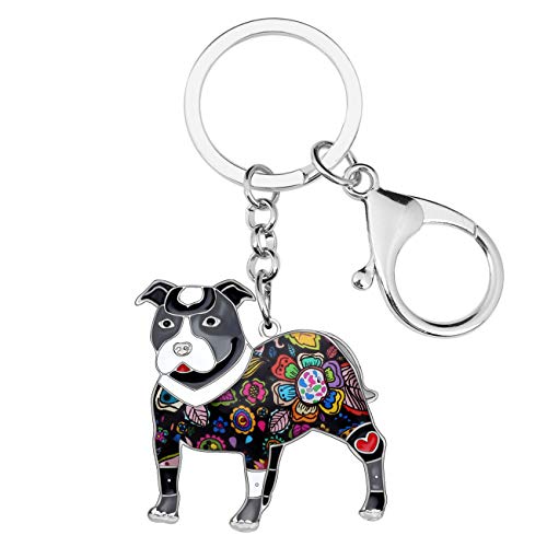 BONSNY Aleación de esmalte lindo American Pit Bull Terrier Cachorro de perro Llavero para llaves Bolsos de coche Mascotas Joyería para Mujeres Charms Dog Lovers Regalos (Negro) BONSNY Aleación de esmalte lindo American Pit Bull Terrier Cachorro de perro Llavero para llaves Bolsos de coche Mascotas Joyería para Mujeres Charms Dog Lovers Regalos (Negro)
