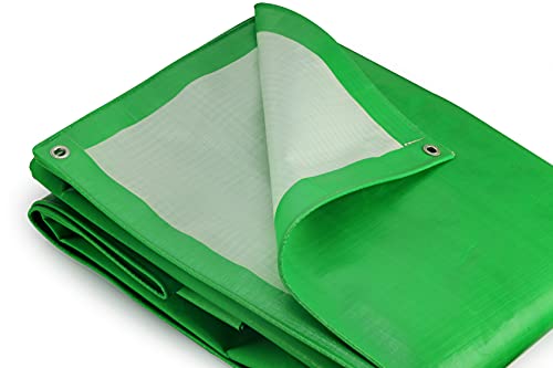 Image of SIGMA (LABLE) 12FT X 6FT 230 GSM Waterproof Tarpaulin Sheet Thick Strong Heavy Duty Hdpe UV Treated Tarpal Balcony,Rain Protection, Home Roof Shed Multipurpose Cover, Green White (As Per BIS 7903)